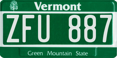 VT license plate ZFU887