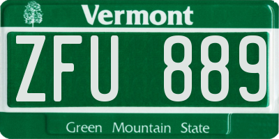 VT license plate ZFU889