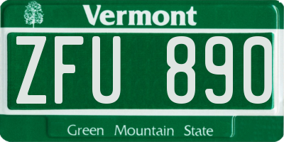 VT license plate ZFU890