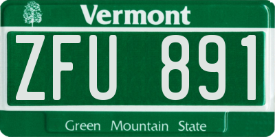 VT license plate ZFU891
