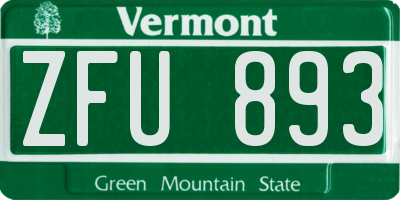 VT license plate ZFU893