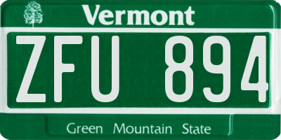 VT license plate ZFU894