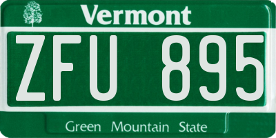 VT license plate ZFU895