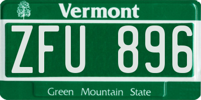 VT license plate ZFU896