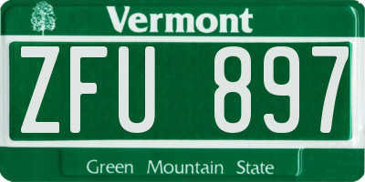 VT license plate ZFU897
