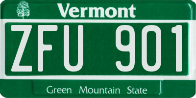 VT license plate ZFU901
