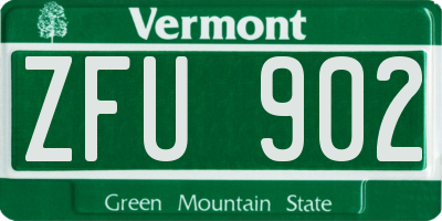 VT license plate ZFU902
