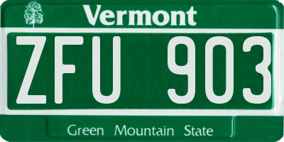 VT license plate ZFU903