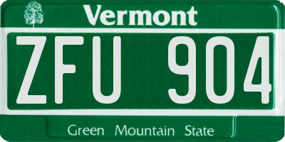 VT license plate ZFU904