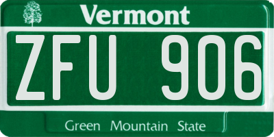 VT license plate ZFU906