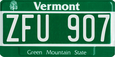 VT license plate ZFU907