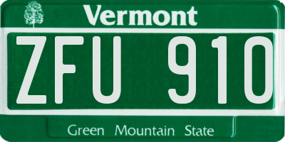VT license plate ZFU910