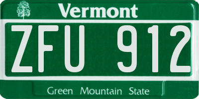 VT license plate ZFU912