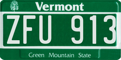 VT license plate ZFU913