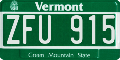 VT license plate ZFU915