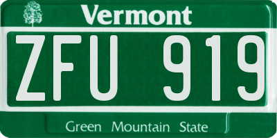 VT license plate ZFU919