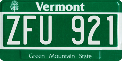 VT license plate ZFU921