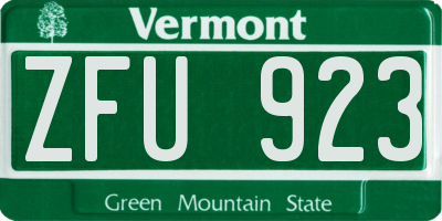 VT license plate ZFU923