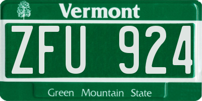 VT license plate ZFU924