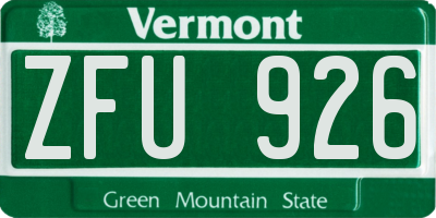 VT license plate ZFU926