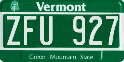 VT license plate ZFU927