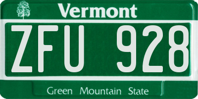 VT license plate ZFU928
