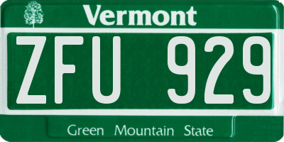 VT license plate ZFU929