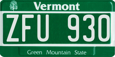 VT license plate ZFU930
