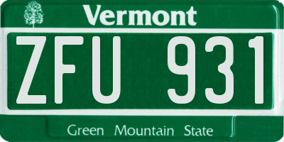 VT license plate ZFU931