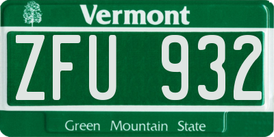 VT license plate ZFU932