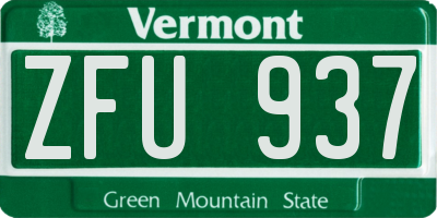 VT license plate ZFU937