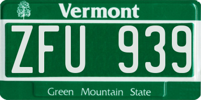VT license plate ZFU939