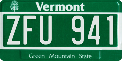 VT license plate ZFU941
