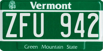 VT license plate ZFU942