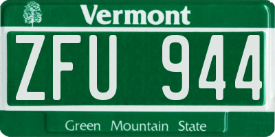 VT license plate ZFU944