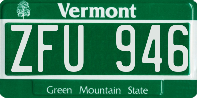 VT license plate ZFU946