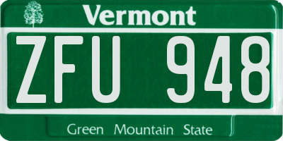 VT license plate ZFU948