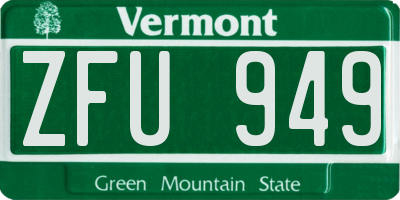 VT license plate ZFU949