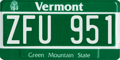 VT license plate ZFU951