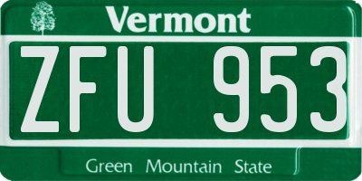 VT license plate ZFU953