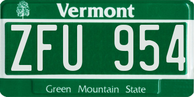 VT license plate ZFU954