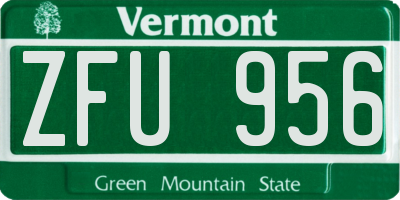 VT license plate ZFU956