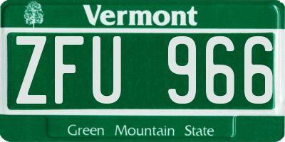 VT license plate ZFU966
