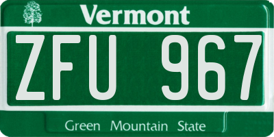 VT license plate ZFU967