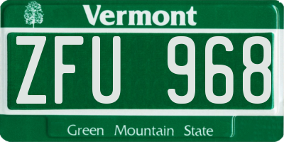 VT license plate ZFU968