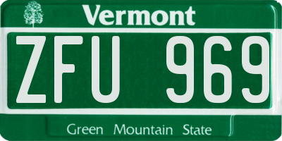 VT license plate ZFU969