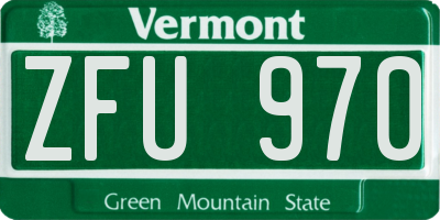 VT license plate ZFU970