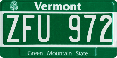 VT license plate ZFU972