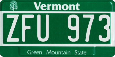 VT license plate ZFU973