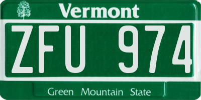 VT license plate ZFU974